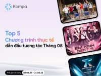 Kompa.ai: Top 5 chương trình thực tế dẫn đầu tương tác MXH tháng 8/2025