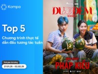 Kompa.ai: Top 5 chương trình thực tế dẫn đầu tương tác MXH tuần 27/1-2/2