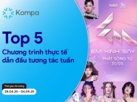 Kompa.ai: Top 5 chương trình thực tế dẫn đầu tương tác MXH tuần 28/4-4/5