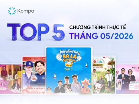 Kompa.ai: Top 5 show thực tế dẫn đầu tương tác mạng xã hội tháng 5/2026