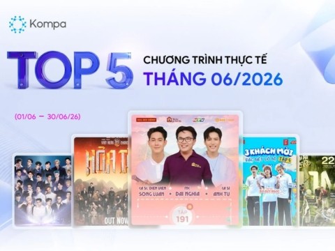 Kompa.ai: Top 5 show thực tế dẫn đầu tương tác mạng xã hội tháng 6/2026